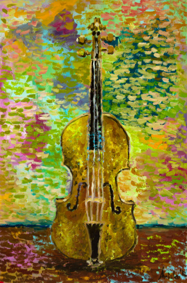 Ζωγραφική με τίτλο "Violin" από Mk Anisko, Αυθεντικά έργα τέχνης, Λάδι