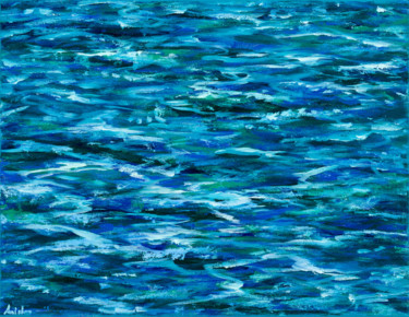 Peinture intitulée "The Ocean : 28" x 3…" par Mk Anisko, Œuvre d'art originale, Huile