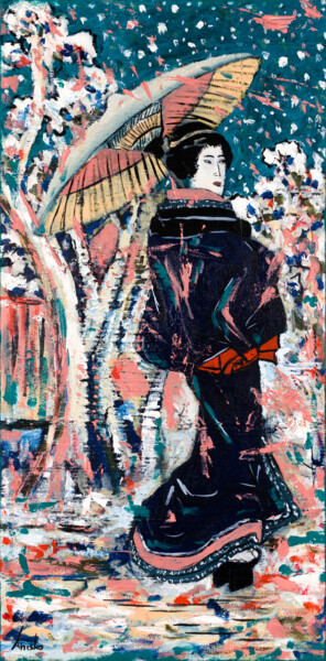 제목이 "Beauty Walking on a…"인 미술작품 Mk Anisko로, 원작, 기름 나무 들것 프레임에 장착됨
