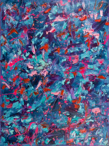 Malerei mit dem Titel "Blue and Pink" von Mk Anisko, Original-Kunstwerk, Öl