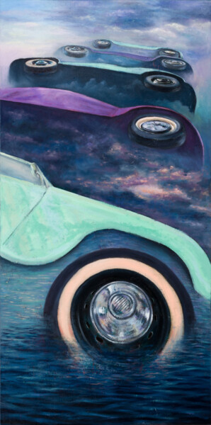 绘画 标题为“Cars” 由Mk Anisko, 原创艺术品, 油 安装在木质担架架上