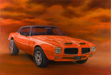 Painting titled "Pontiac Firebird 19…" by Mk Anisko, Original Artwork, Oil Mounted on Wood Stretcher frame
