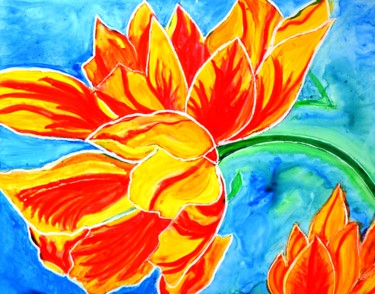 Peinture intitulée "Tulips vibrant and…" par Artbymanjiri, Œuvre d'art originale, Acrylique