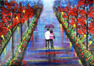 Malerei mit dem Titel "Love Blossoms Roman…" von Artbymanjiri, Original-Kunstwerk, Acryl