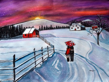 Malerei mit dem Titel "Christmas romance i…" von Artbymanjiri, Original-Kunstwerk, Acryl