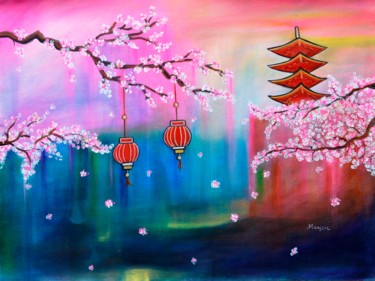 Painting titled "The Dreamy Cherry B…" by Artbymanjiri, Original Artwork, Acrylic