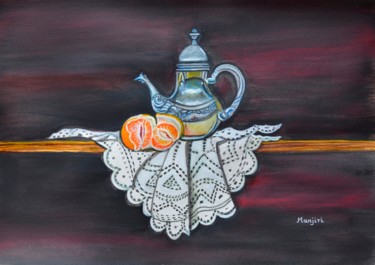 Painting titled "Still life with ora…" by Artbymanjiri, Original Artwork, Acrylic