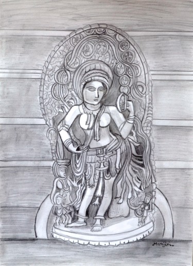 Картина под названием "Sculpture pencil dr…" - Artbymanjiri, Подлинное произведение искусства, Карандаш