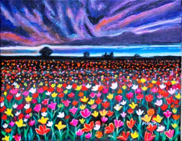 Peinture intitulée "Floral fields Tulip…" par Artbymanjiri, Œuvre d'art originale, Acrylique