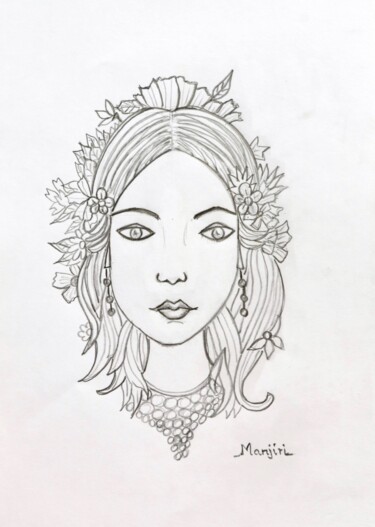 Рисунок под названием "Pretty Face drawing" - Artbymanjiri, Подлинное произведение искусства, Карандаш