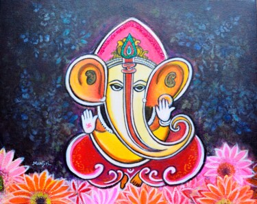 Painting titled "Ganu Divine Innocen…" by Artbymanjiri, Original Artwork, Acrylic