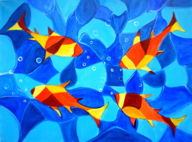 Peinture intitulée "Joy Fish-Abstract" par Artbymanjiri, Œuvre d'art originale