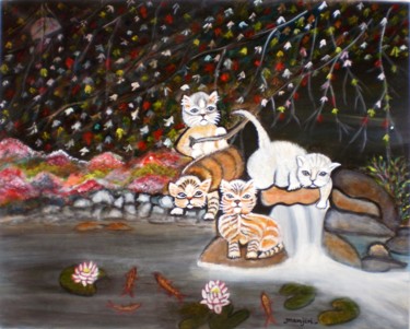 Peinture intitulée "Cats in the wild II…" par Artbymanjiri, Œuvre d'art originale, Huile