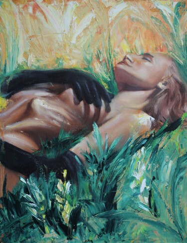 Картина под названием "Blessed lady" - Mkate, Подлинное произведение искусства, Масло Установлен на Деревянная рама для носи…