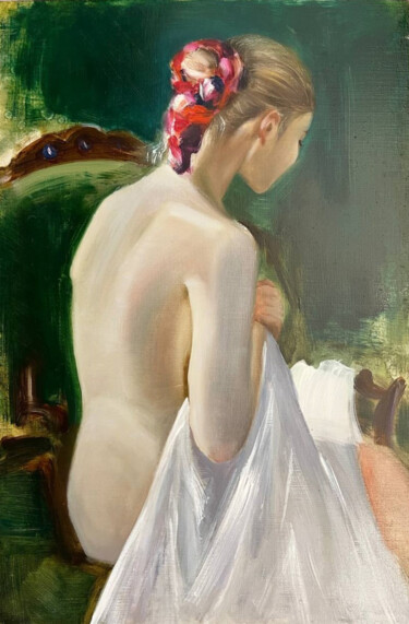 Pintura titulada "Shy lady" por Mkate, Obra de arte original, Oleo Montado en Bastidor de camilla de madera