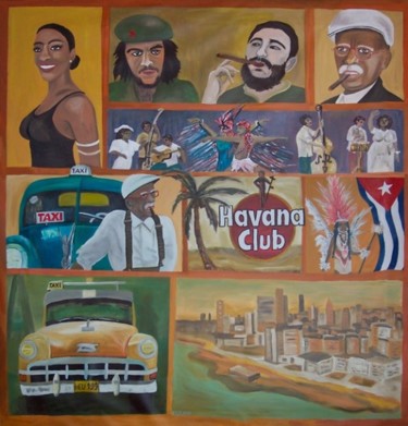 Malerei mit dem Titel "Havana Club" von Maggie, Original-Kunstwerk, Öl