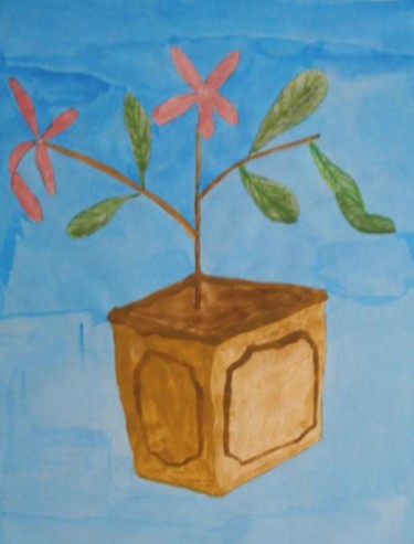 Painting titled "Flower Plant" by Manish Khara, Original Artwork, Oil