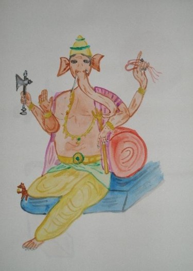 Painting titled "Ganapati Deva" by Manish Khara, Original Artwork, Oil