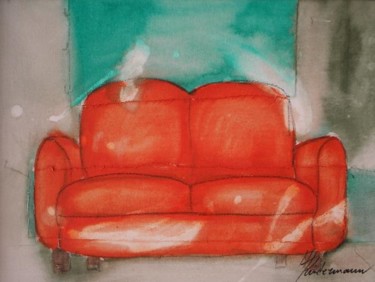 Pintura intitulada "red sofa" por M.Kindermann, Obras de arte originais