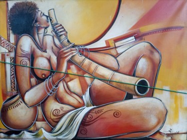 Malerei mit dem Titel "Afrikanische Kunst,…" von Jafeth Moiane, Original-Kunstwerk, Öl