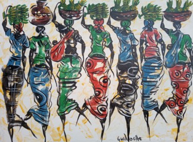 Entrepreneurs women, African oil painting Картина под названием "Entrepreneurs women…" - Jafeth Moiane, Подлинное произведение искусства, Масло