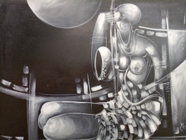 Pittura intitolato "Woman playing tradi…" da Jafeth Moiane, Opera d'arte originale, Olio