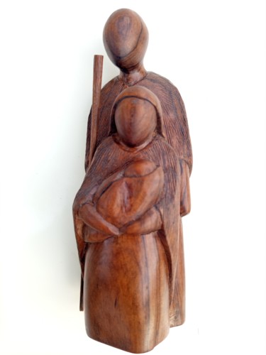 雕塑 标题为“Baby Jesus and his…” 由Jafeth Moiane, 原创艺术品, 木
