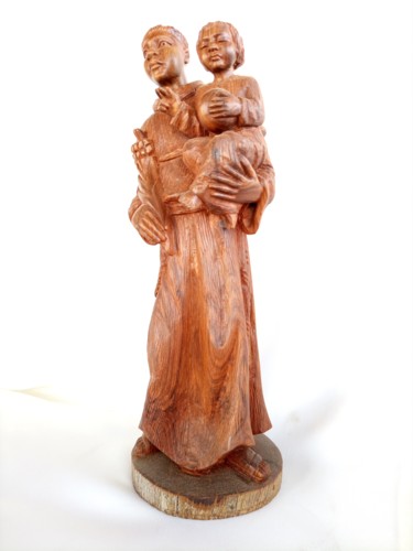 Sculpture intitulée "Saint Joseph holdin…" par Jafeth Moiane, Œuvre d'art originale, Bois