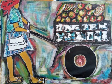 Entrepreneurial woman,African acrylic,Extra large painting Картина под названием "Entrepreneurial wom…" - Jafeth Moiane, Подлинное произведение искусства, Акрил