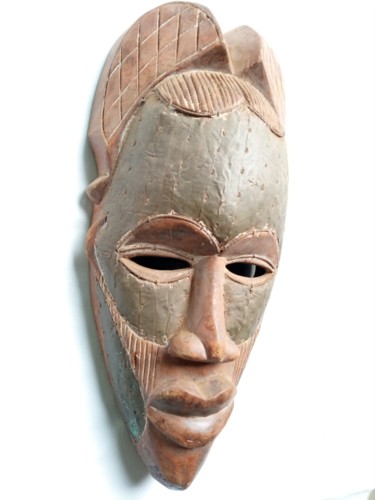 Γλυπτική με τίτλο "African mask, Tikar…" από Jafeth Moiane, Αυθεντικά έργα τέχνης, Ξύλο