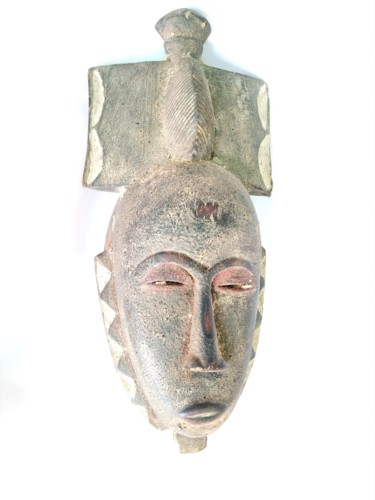 Scultura intitolato "Afrikanische maske,…" da Jafeth Moiane, Opera d'arte originale, Legno