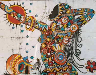 Pintura intitulada "Power of woman bati…" por Jafeth Moiane, Obras de arte originais, Tinta