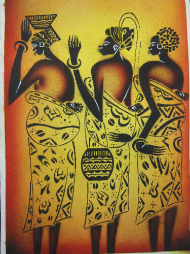 Pintura titulada "Mothers" por Jafeth Moiane, Obra de arte original, Acrílico