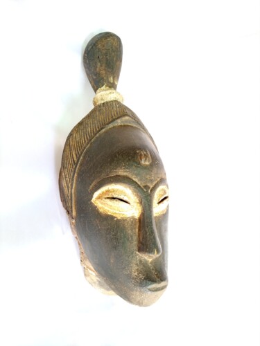 Masque africain vintage, Baule Tribe Mask, Ivory Coast Mask Sculpture titled "Masque africain vin…" by Jafeth Moiane, Original Art, Wood