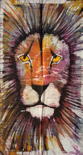 Painting titled "The King Lion" by Jafeth Moiane, Original Artwork, Wax