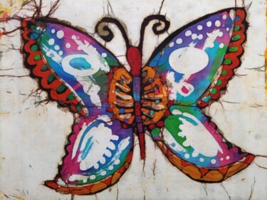 Pintura titulada "Beautiful butterfly" por Jafeth Moiane, Obra de arte original, Cera