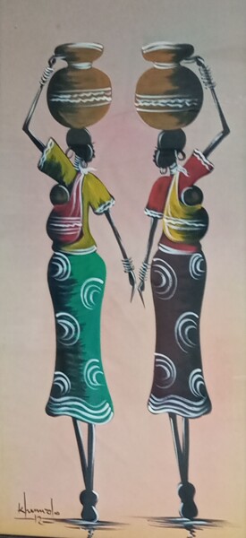 Painting titled "African traditional…" by Jafeth Moiane, Original Artwork, Acrylic