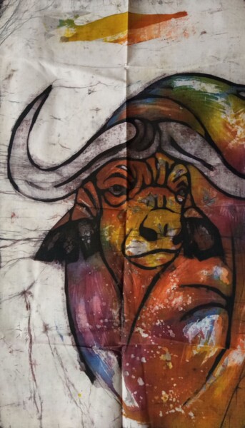 Peinture intitulée "The buffalo" par Jafeth Moiane, Œuvre d'art originale, Cire