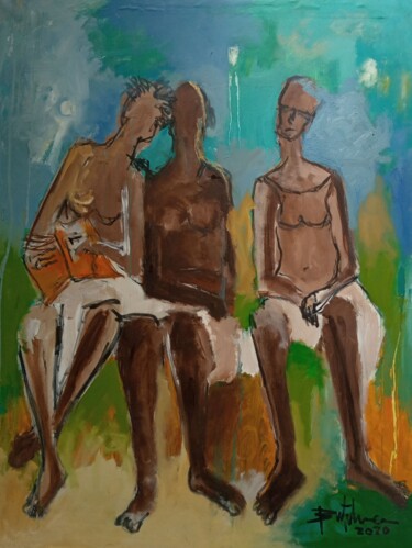 Painting titled "Untitled" by Jafeth Moiane, Original Artwork, Acrylic