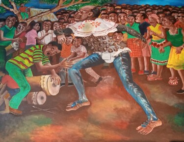 Painting titled "Mapiko dance from M…" by Jafeth Moiane, Original Artwork, Acrylic