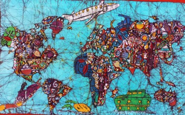 Peinture intitulée "Map of world" par Jafeth Moiane, Œuvre d'art originale, Cire