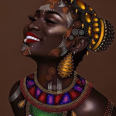 Картина под названием "Black woman beauty…" - Jafeth Moiane, Подлинное произведение искусства, Акрил