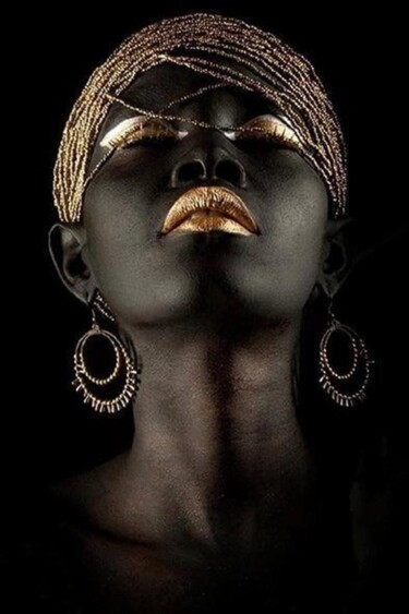 Schilderij getiteld "Black woman beauty" door Jafeth Moiane, Origineel Kunstwerk, Acryl