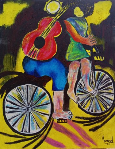 Картина под названием "Lovers walking thro…" - Jafeth Moiane, Подлинное произведение искусства, Акрил