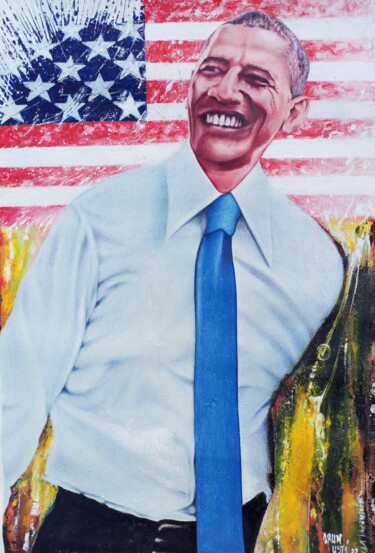 Pintura intitulada "Barack Obama, Forme…" por Jafeth Moiane, Obras de arte originais, Acrílico