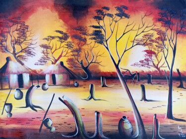 Painting titled "Wildfires" by Jafeth Moiane, Original Artwork, Acrylic