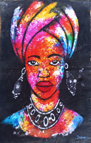 Painting titled "Afro woman beauty,…" by Jafeth Moiane, Original Artwork, Wax