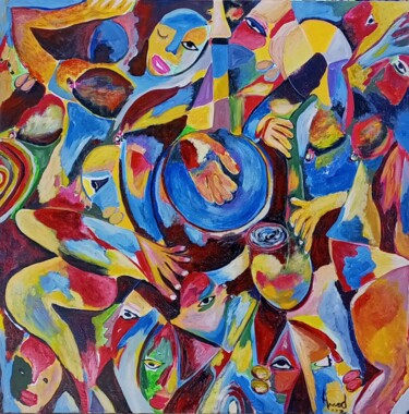 Pittura intitolato "Music is life, soun…" da Jafeth Moiane, Opera d'arte originale, Acrilico