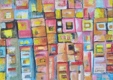 Painting titled "City drone view, ab…" by Jafeth Moiane, Original Artwork, Acrylic