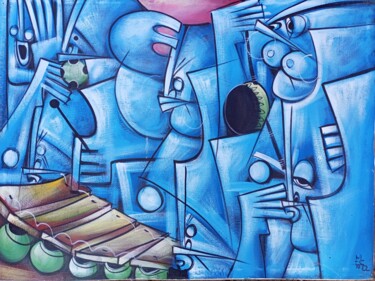 Schilderij getiteld "Marimba musical ins…" door Jafeth Moiane, Origineel Kunstwerk, Acryl